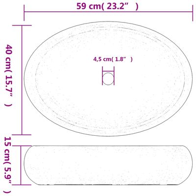 vidaXL Handfat flerfärgad oval 59x40x15 cm keramik