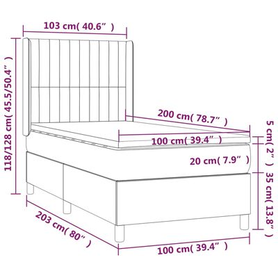 vidaXL Ramsäng med madrass & LED mörkblå 100x200 cm sammet