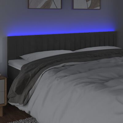 vidaXL Sänggavel LED mörkgrå 180x5x78/88 cm sammet