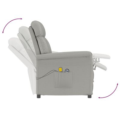 vidaXL Elektrisk massagefåtölj ljusgrå konstmocka