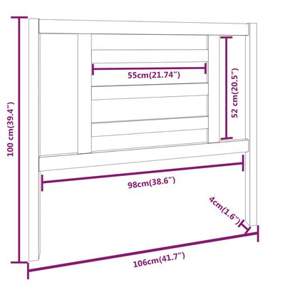 vidaXL Sänggavel 106x4x100 cm massiv furu