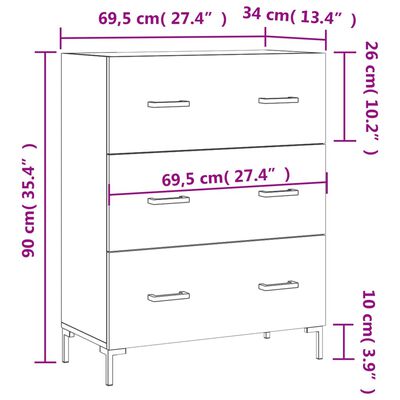 vidaXL Skänk brun ek 69,5x34x90 cm konstruerat trä