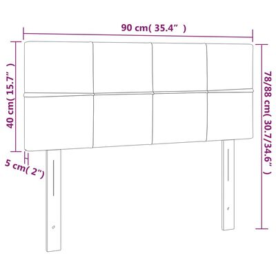 vidaXL Sänggavel LED mörkbrun 90x5x78/88 cm tyg