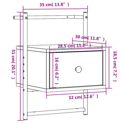 vidaXL Sängbord väggmonterat 2 st svart 35x30x51 cm konstruerat trä