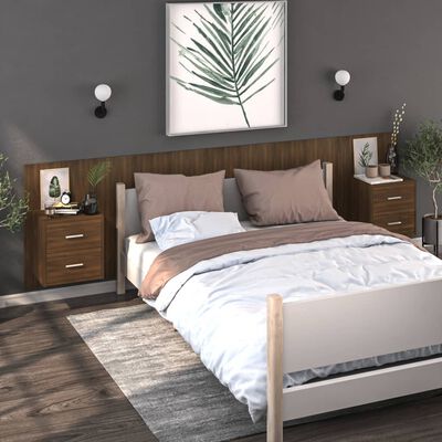 vidaXL Väggmonterade sängbord 2 st brun ek