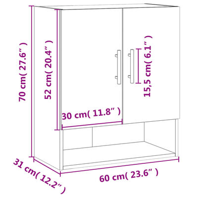 vidaXL Väggskåp svart 60x31x70 cm konstruerat trä