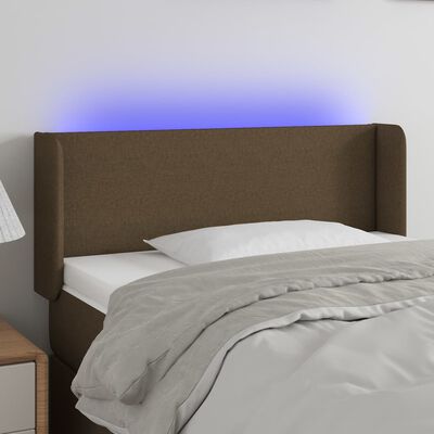 vidaXL Sänggavel LED mörkbrun 103x16x78/88 cm tyg