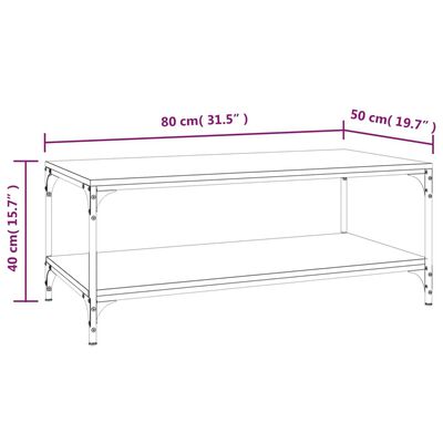 vidaXL Soffbord brun ek 80x50x40 cm konstruerat trä