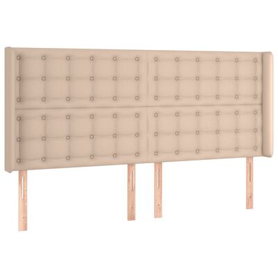 vidaXL Sänggavel LED cappuccino 203x16x118/128 cm konstläder