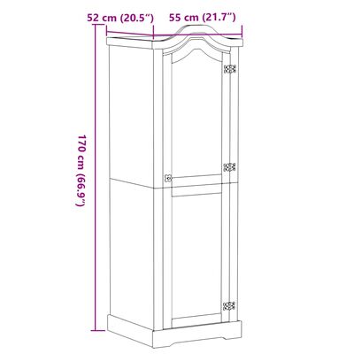 vidaXL Garderob Corona 55x52x170 cm massiv furu