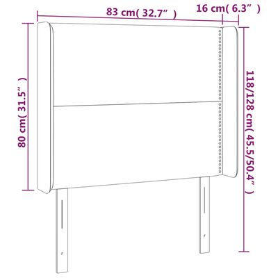 vidaXL Sänggavel LED ljusgrå 83x16x118/128 cm tyg