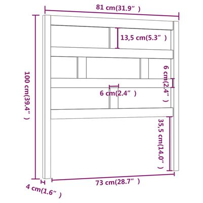 vidaXL Sänggavel vit 81x4x100 cm massiv furu