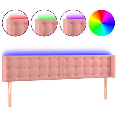 vidaXL Sänggavel LED rosa 203x16x78/88 cm sammet