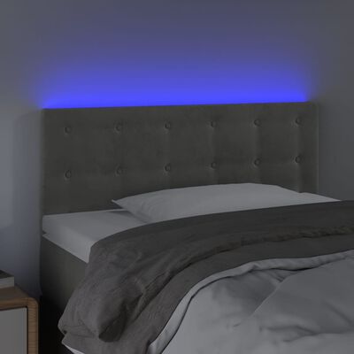 vidaXL Sänggavel LED ljusgrå 80x5x78/88 cm sammet