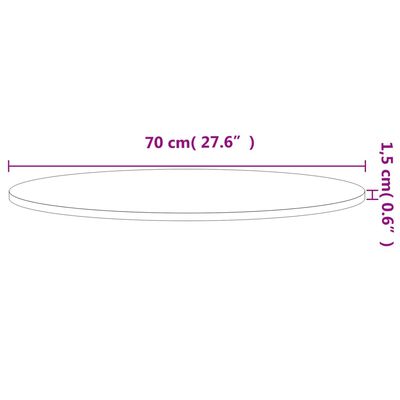 vidaXL Bordsskiva Ø70x1,5 cm rund massivt bokträ