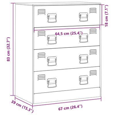 vidaXL Sidobord senapsgul 67x39x83 cm stål