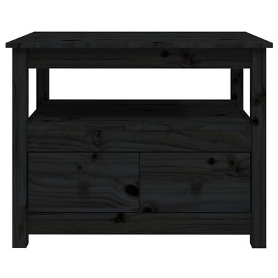 vidaXL Soffbord svart 71x49x55 cm massiv furu