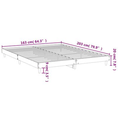 vidaXL Sängram rökfärgad ek 160x200 cm konstruerat trä