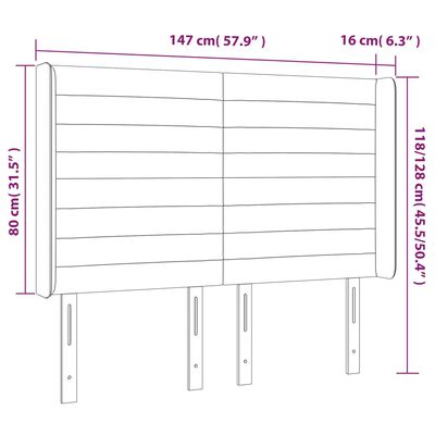 vidaXL Sänggavel LED grön 147x16x118/128 cm tyg