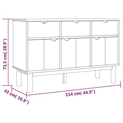 vidaXL Skänk OTTA 114x43x73,5 cm massiv furu