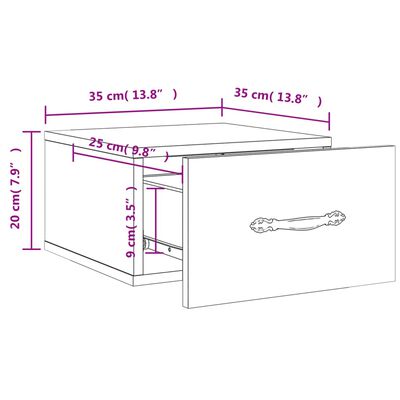 vidaXL Väggmonterade sängbord 2 st betonggrå 35x35x20 cm