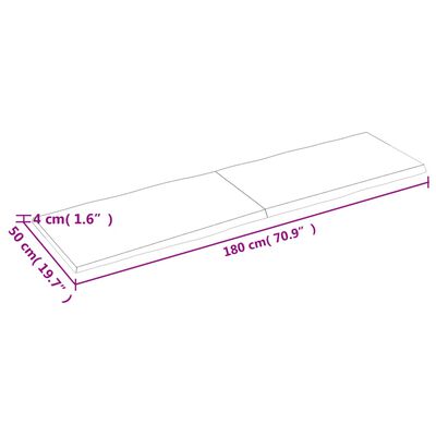 vidaXL Bordsskiva ljusbrun 180x50x(2-4) cm massivt trä levande kant