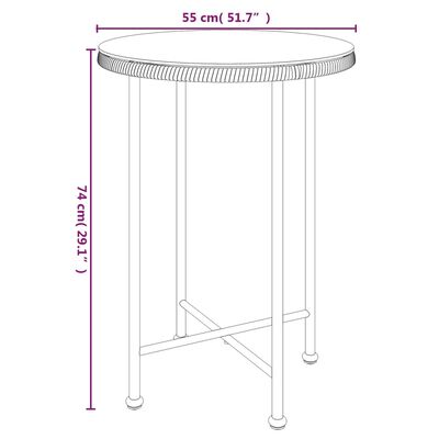 vidaXL Matbord svart Ø55 cm härdat glas och stål