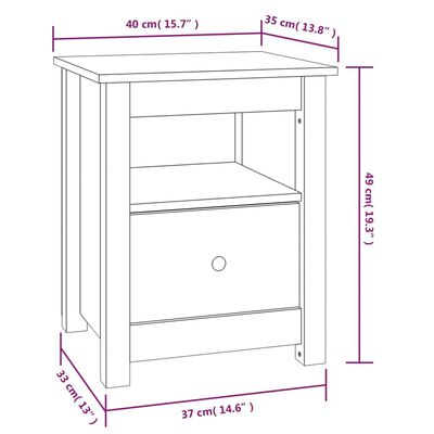 vidaXL Sängbord vit 40x35x49 cm massiv furu