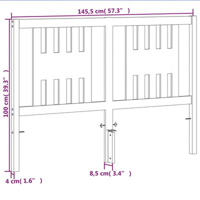 vidaXL Huvudgavel vaxbrun 140 cm massiv furu