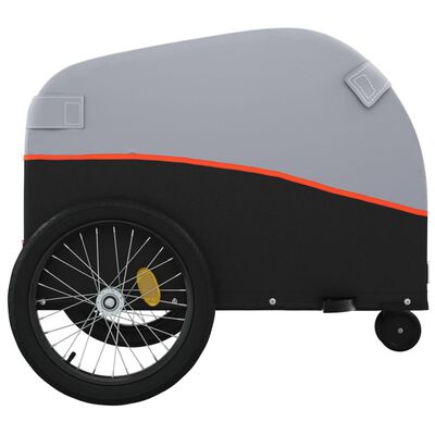 vidaXL Cykelvagn svart och orange 30 kg järn