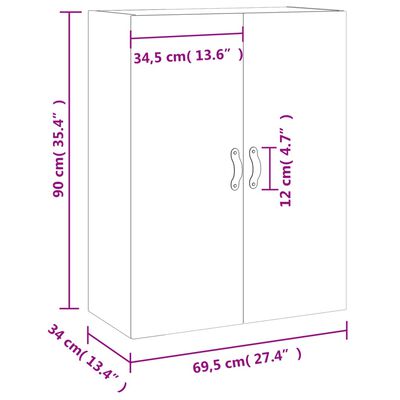 vidaXL Väggskåp vit 69,5x34x90 cm