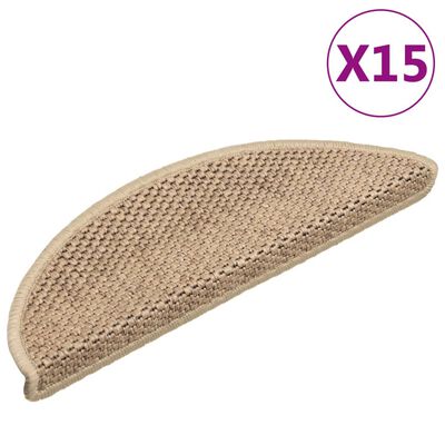 vidaXL Trappstegsmattor självhäftande sisallook 15 st 56x17x3 cm sand