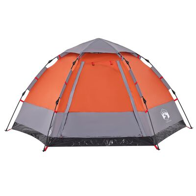 vidaXL Campingtält 4 personer grå och orange snabbrest