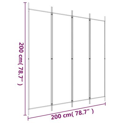 vidaXL Rumsavdelare 4 paneler svart 200x200 cm tyg