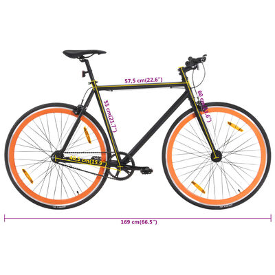 vidaXL Fixed gear cykel svart och orange 700c 55 cm