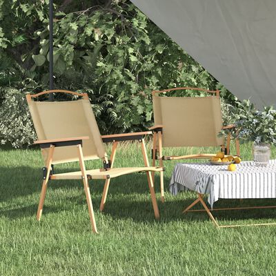 vidaXL Campingstolar 2 st Beige 54x55x78 cm oxfordtyg