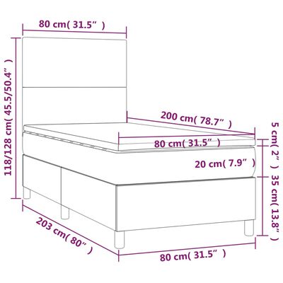 vidaXL Ramsäng med madrass & LED vit 80x200 cm konstläder