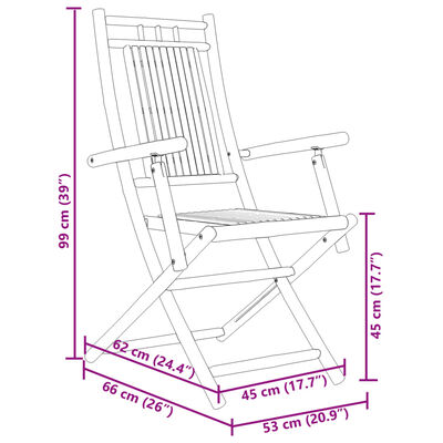 vidaXL Hopfällbara trädgårdsstolar 6 st 53x66x99 cm bambu