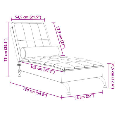 vidaXL Massageschäslong med bolster svart tyg