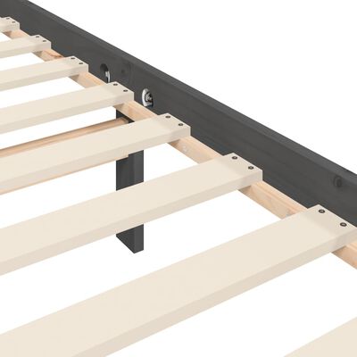 vidaXL Sängram med huvudgavel grå 200x200 cm massivt trä