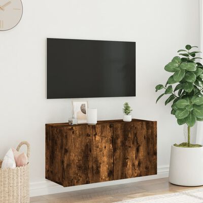 vidaXL Väggmonterad tv-bänk rökfärgad ek 80x30x41 cm