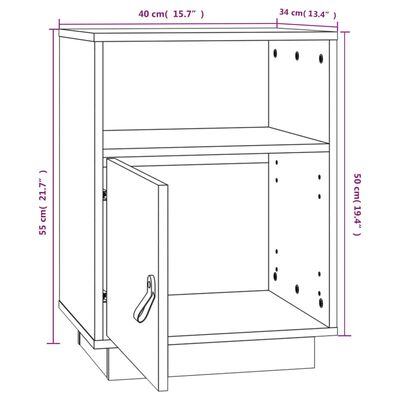 vidaXL Sängbord 2 st honungsbrun 40x34x55 cm massiv furu