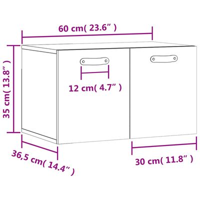 vidaXL Väggskåp vit högglans 60x 36,5x35 cm konstruerat trä