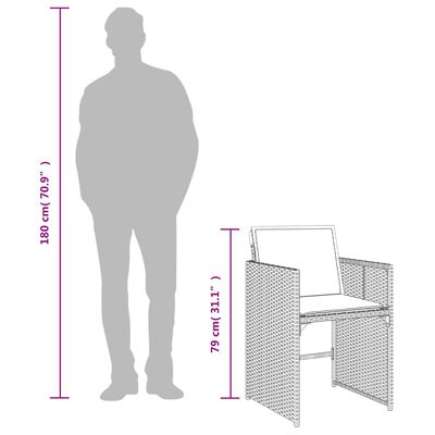 vidaXL Matgrupp för trädgården med dynor 5 delar mixbeige konstrotting