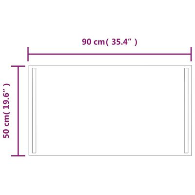 vidaXL Badrumsspegel LED 50x90 cm