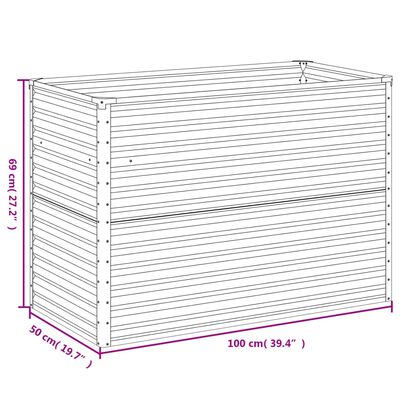 vidaXL Odlingslåda upphöjd 100x50x69 cm rosttrögt stål