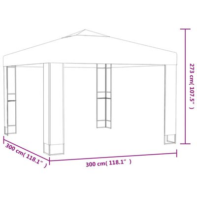 vidaXL Paviljong med dubbeltak 3x3 m vit