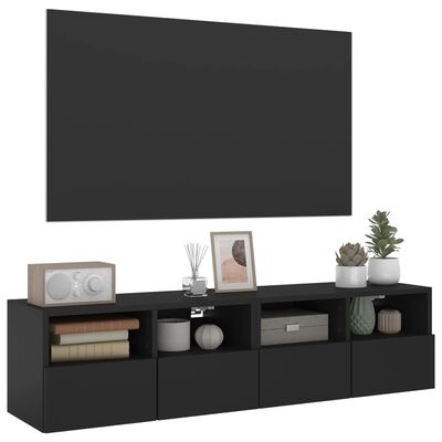 vidaXL Väggmonterad tv-bänk 2 st svart 60x30x30 cm konstruerat trä