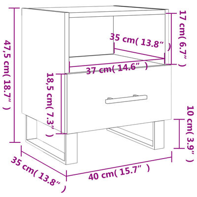 vidaXL Sängbord 2 st vit 40x35x47,5 cm konstruerat trä