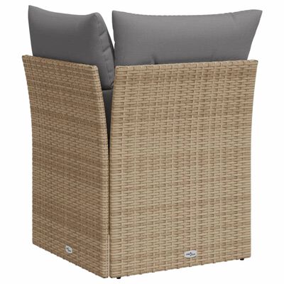 vidaXL Soffa hörnsektion för trädgården med dynor beige konstrotting